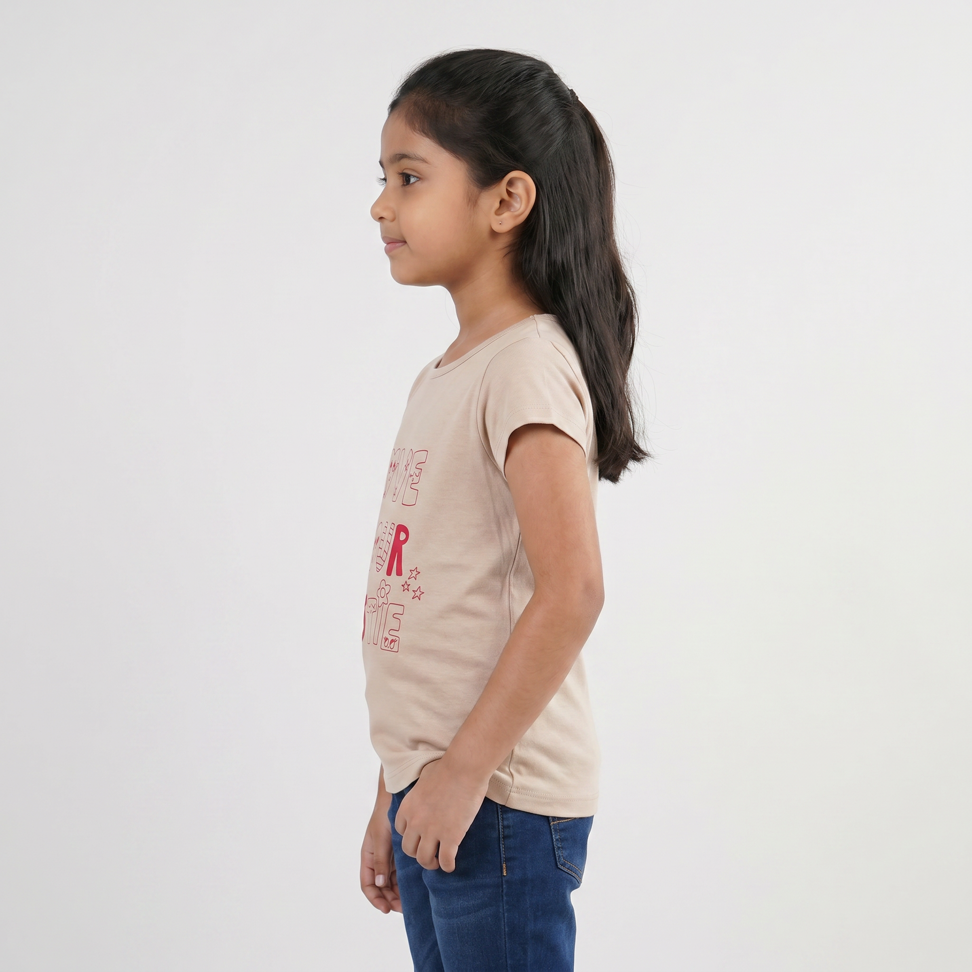 Girls Cotton Crew Neck Graphitee