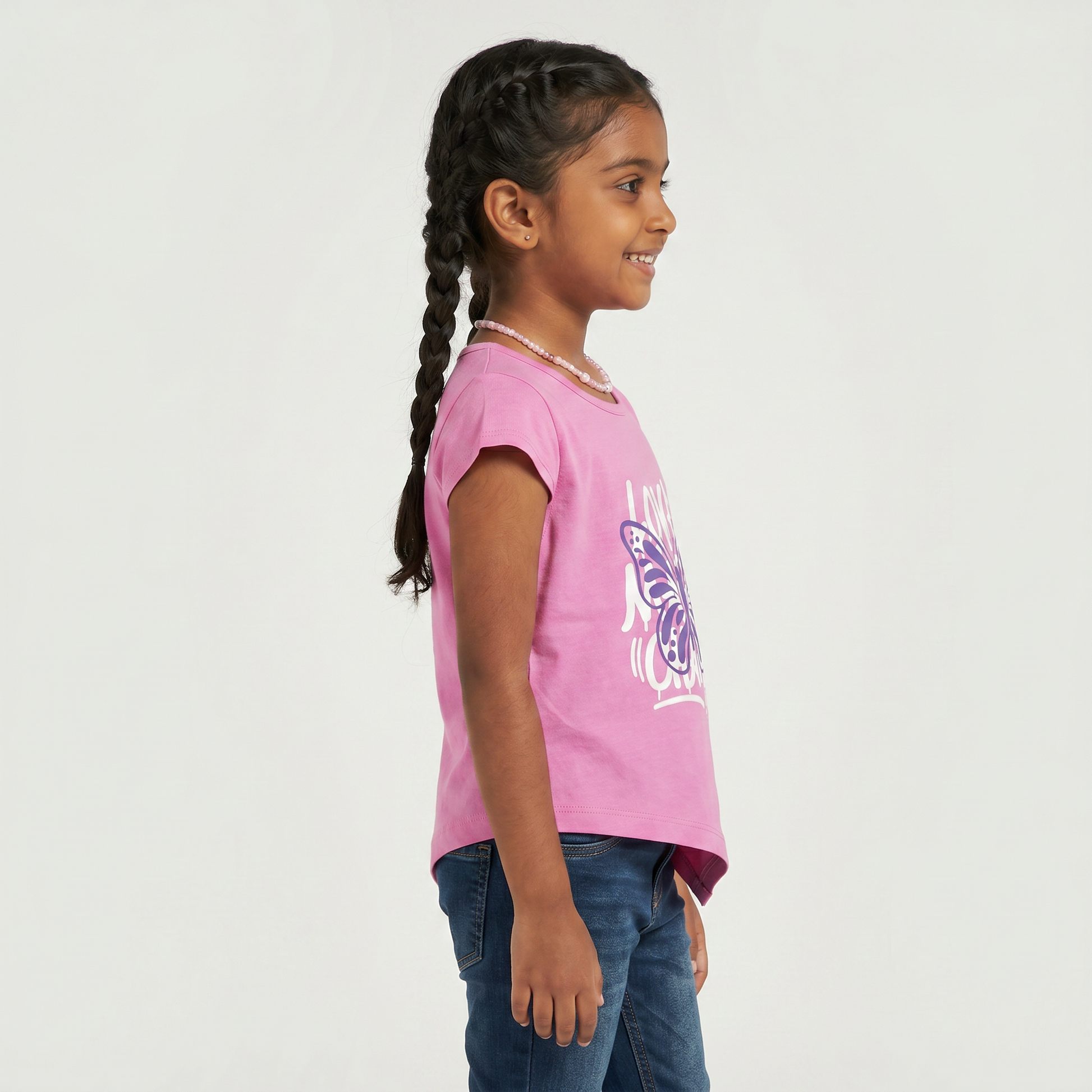 Girls Cotton Crew Neck Graphitee