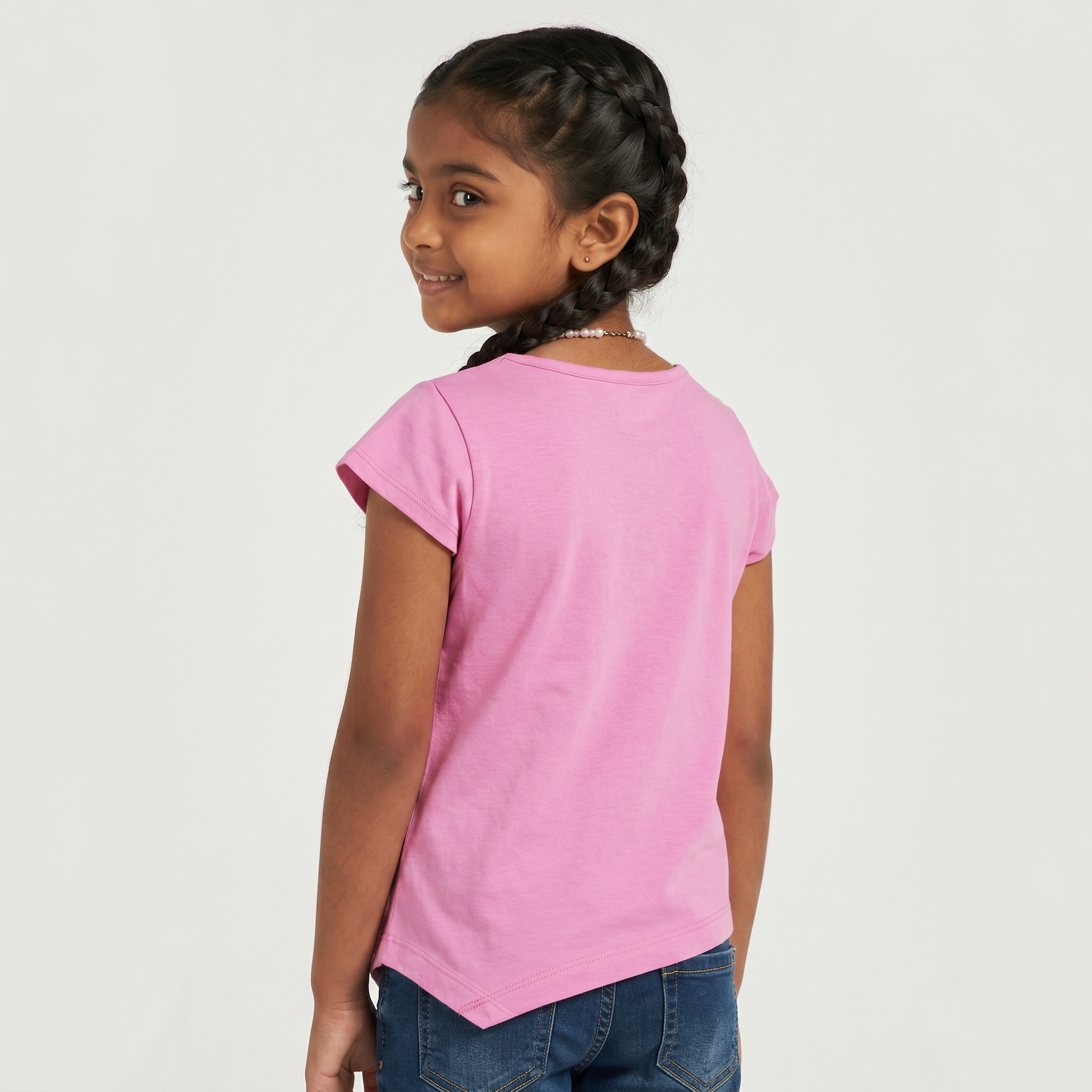 Girls Cotton Crew Neck Graphitee