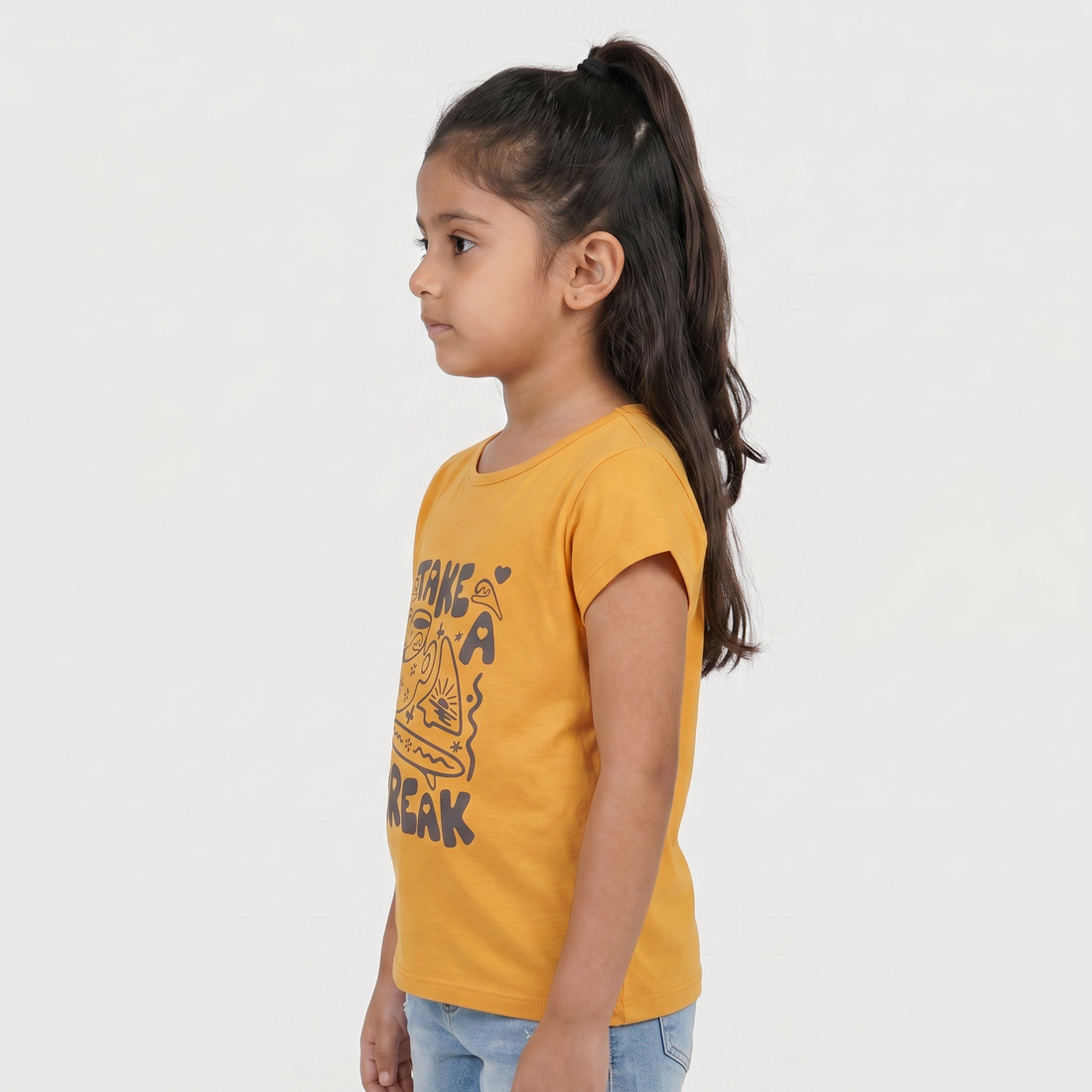 Girls Cotton Crew Neck Graphitee