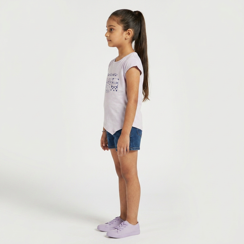 Girls Cotton Crew Neck Graphitee