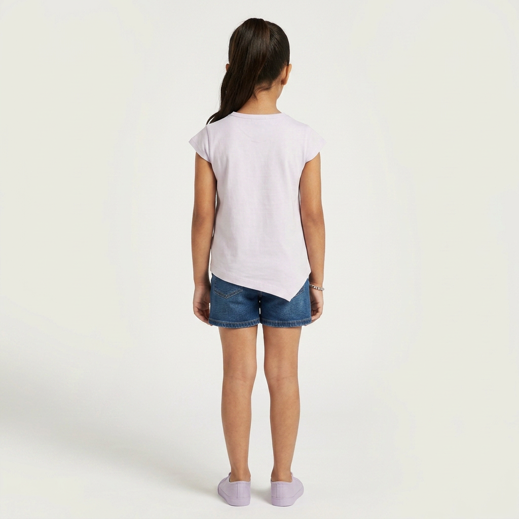 Girls Cotton Crew Neck Graphitee