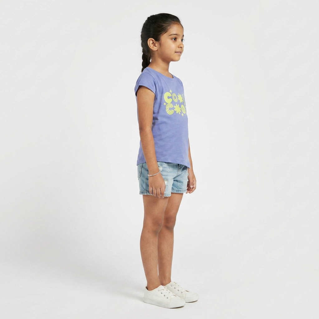Girls Cotton Crew Neck Graphitee
