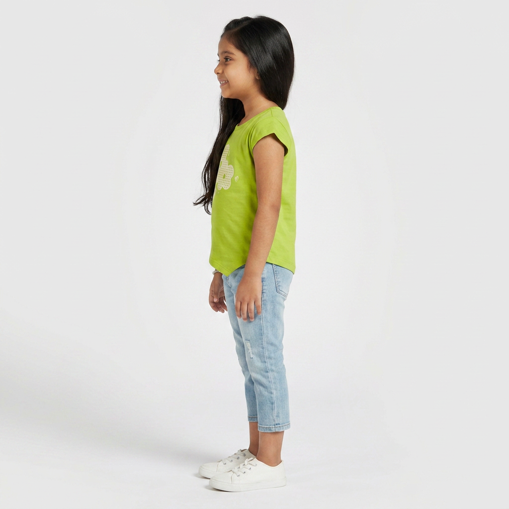 Girls Cotton Crew Neck Graphitee