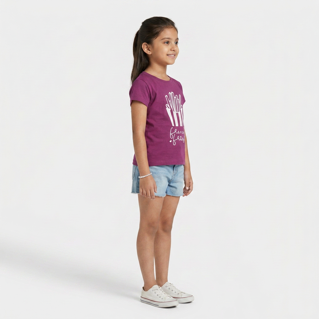 Girls Cotton Crew Neck Graphitee