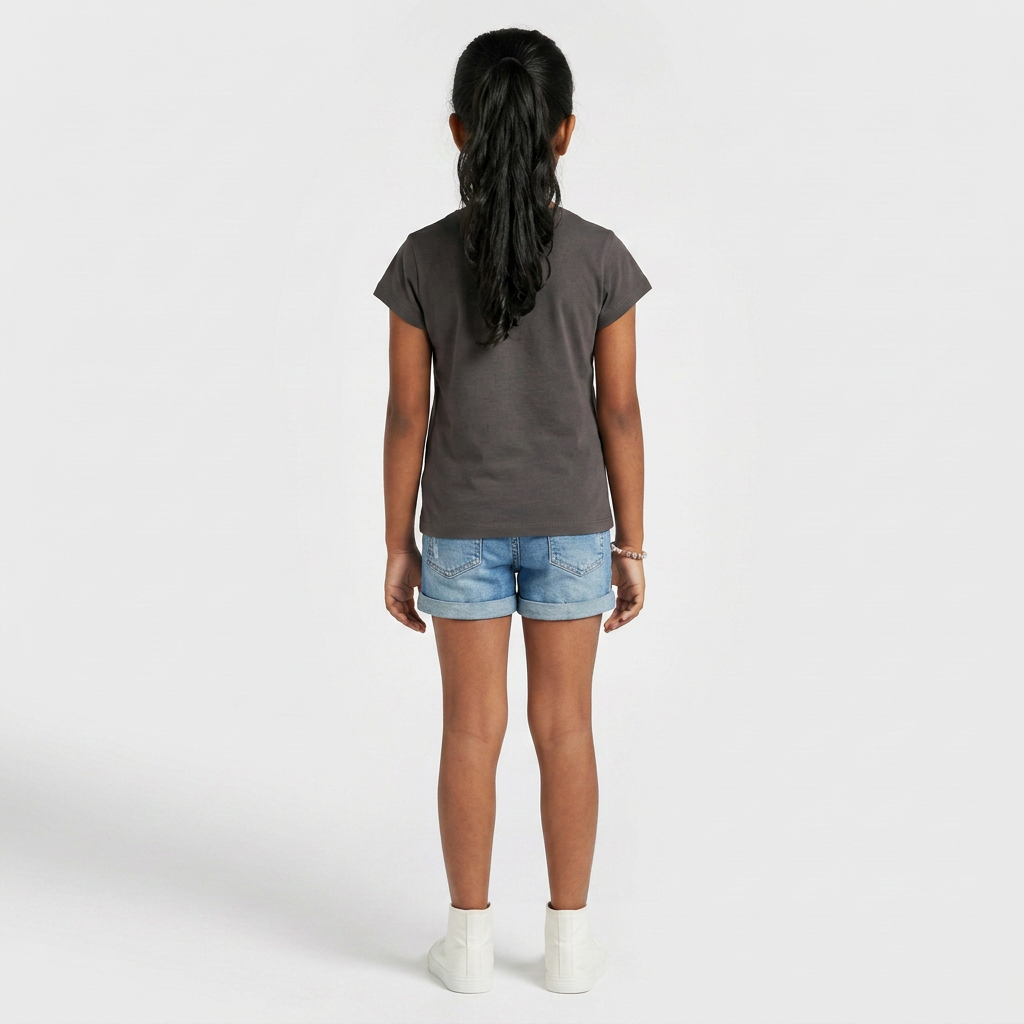 Girls Cotton Crew Neck Graphitee