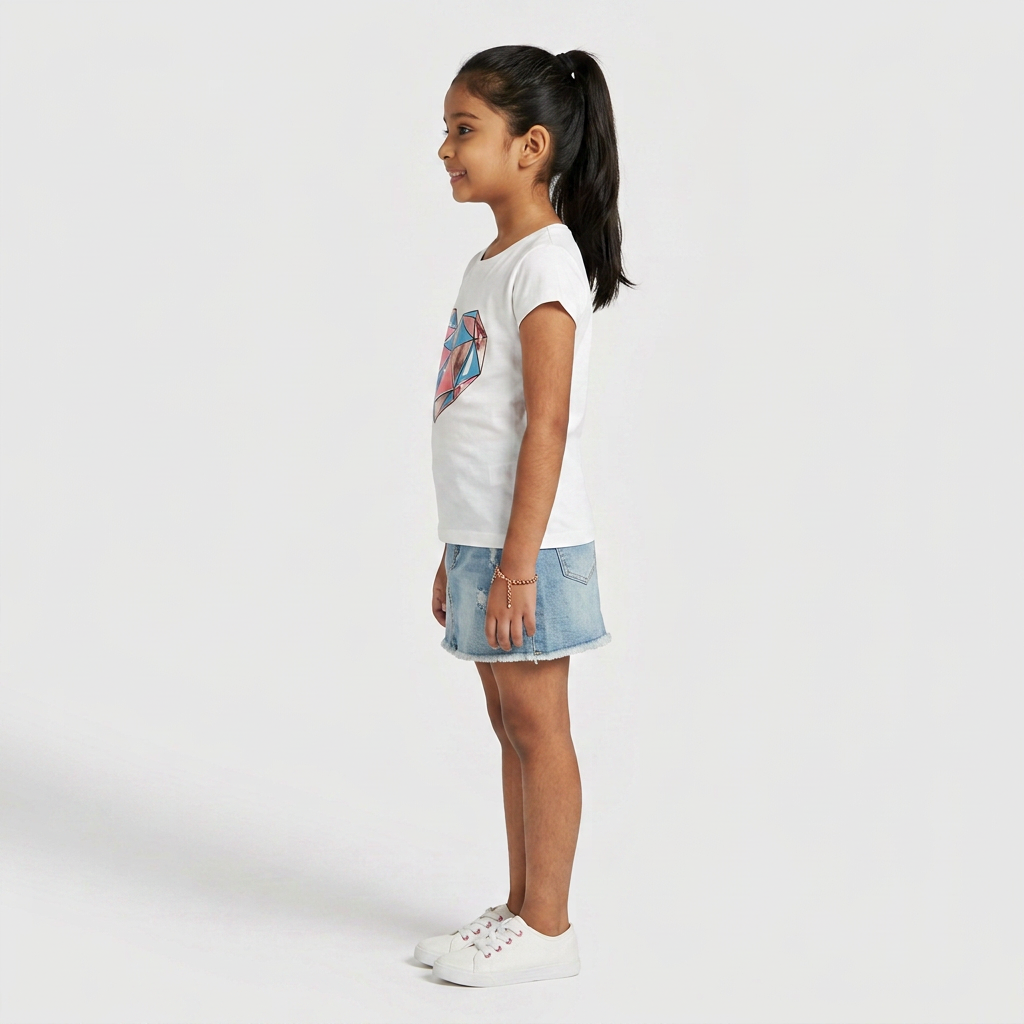 Girls Cotton Crew Neck Graphitee