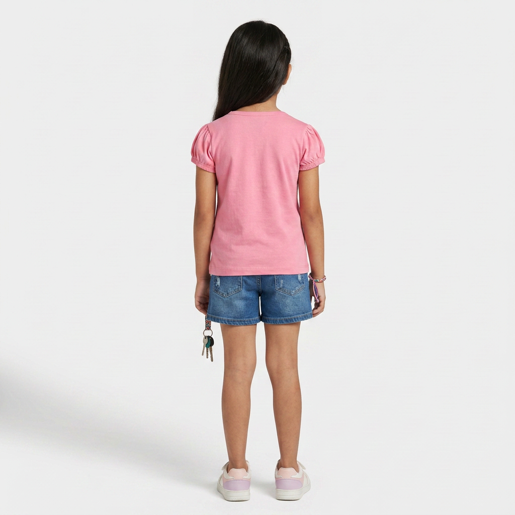 Girls Cotton Crew Neck Graphitee
