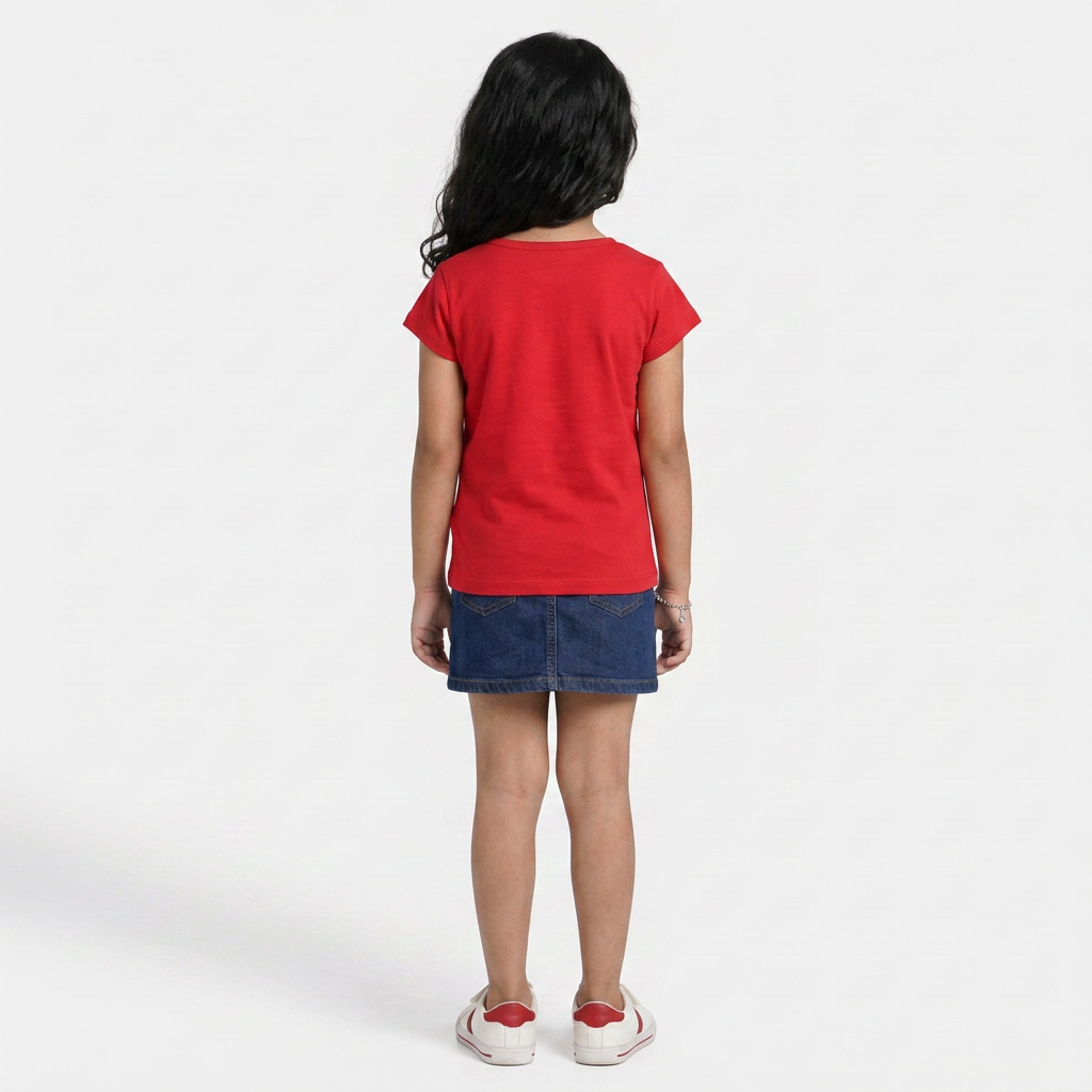 Girls Cotton Crew Neck Graphitee