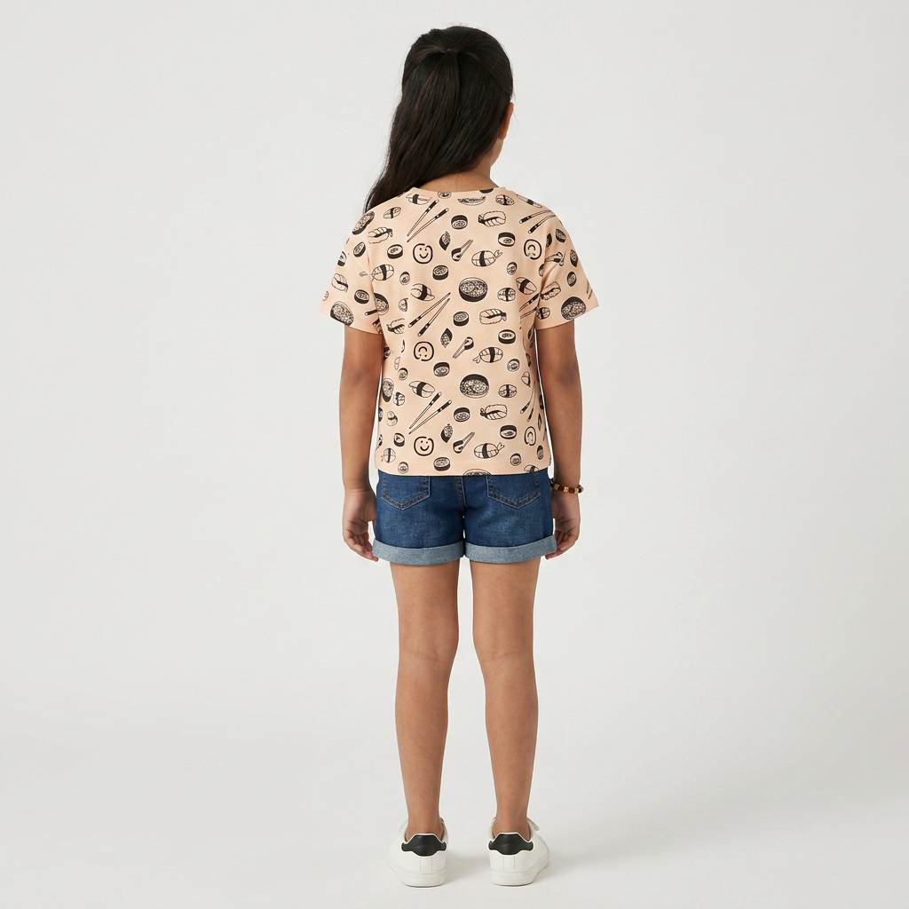 Girls Cotton Crew Neck Graphitee