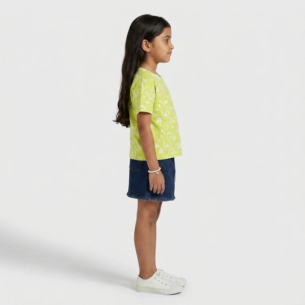 Girls Cotton Crew Neck Graphitee