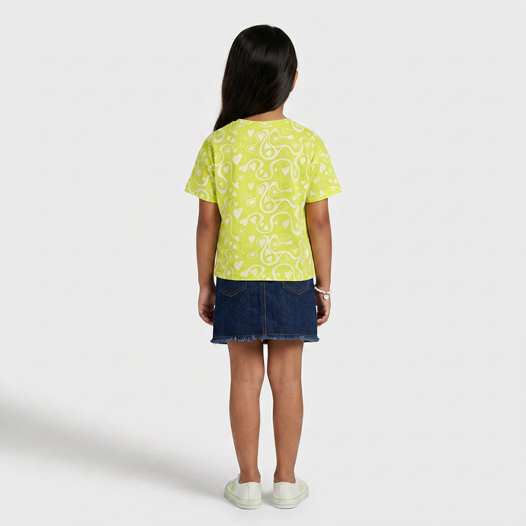 Girls Cotton Crew Neck Graphitee