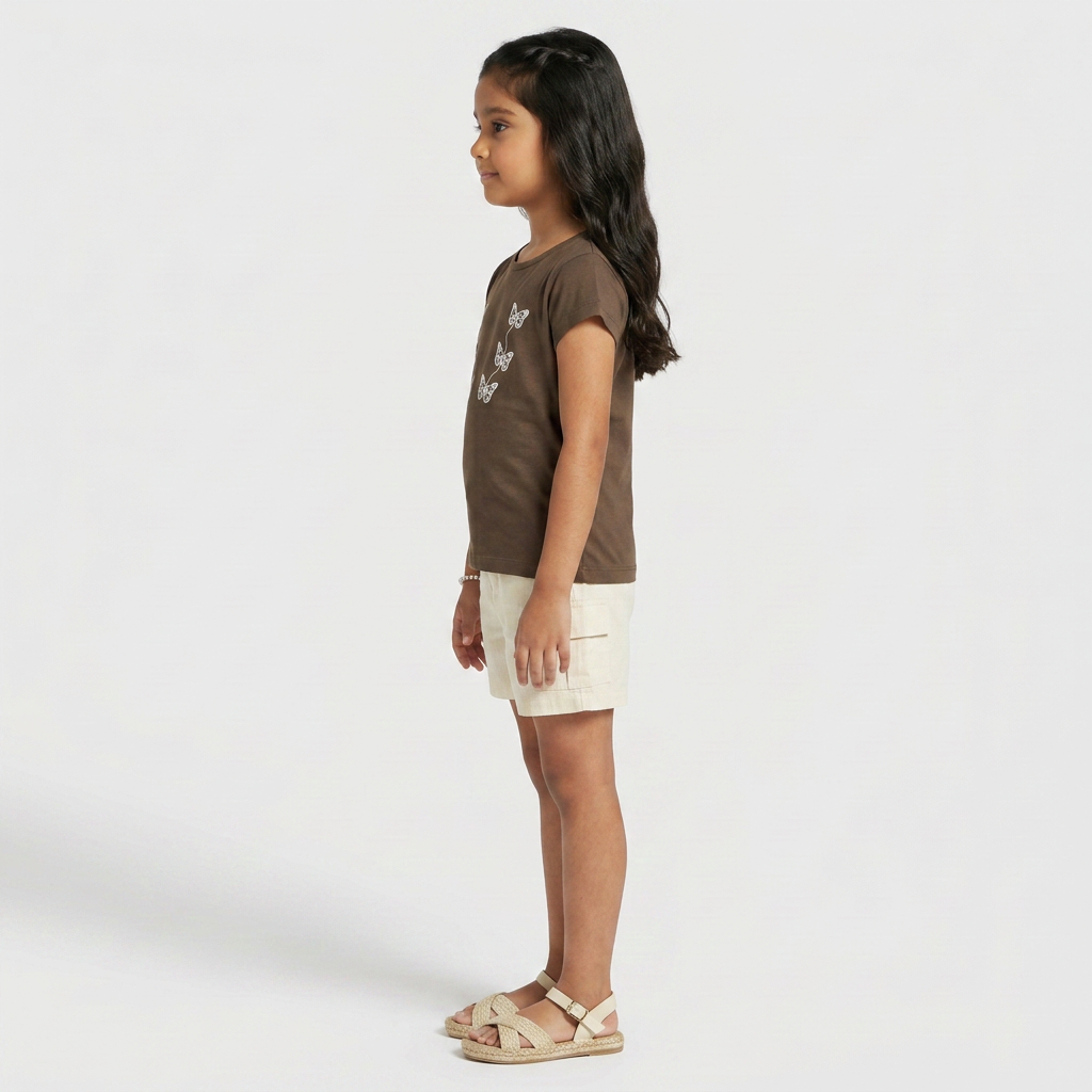 Girls Cotton Crew Neck Graphitee