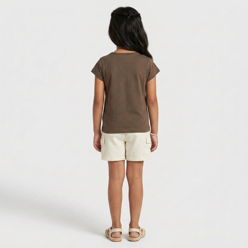 Girls Cotton Crew Neck Graphitee