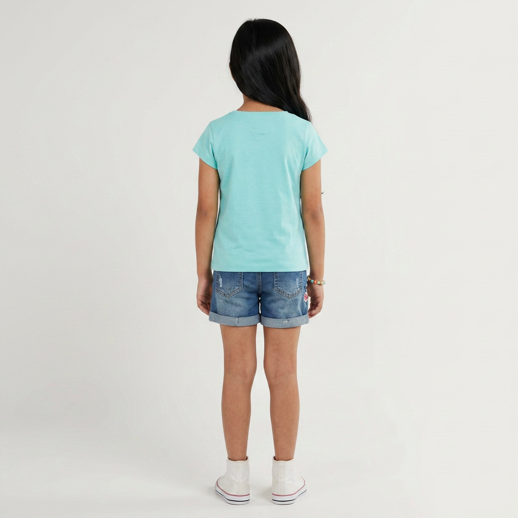 Girls Cotton Crew Neck Graphitee