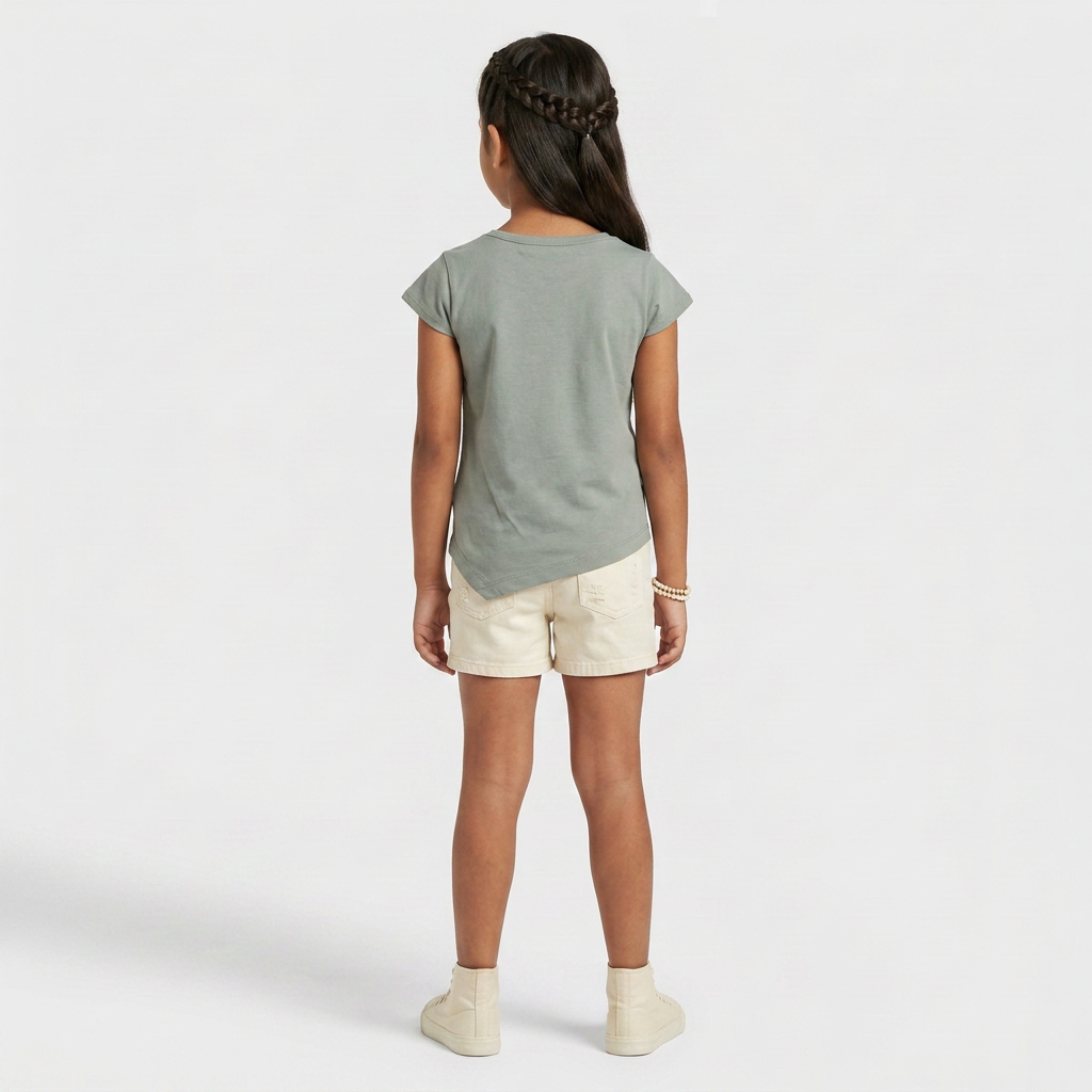 Girls Cotton Crew Neck Graphitee