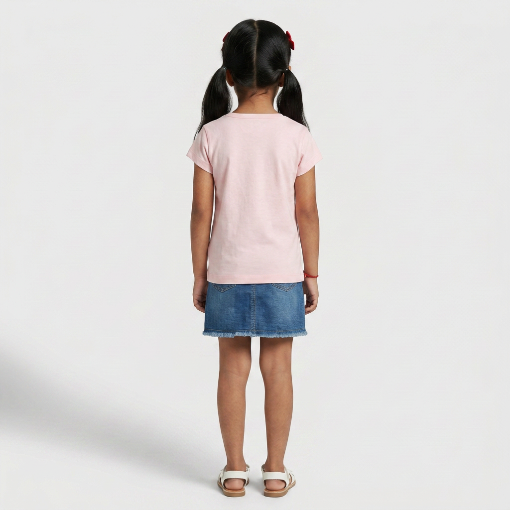 Girls Cotton Crew Neck Graphitee