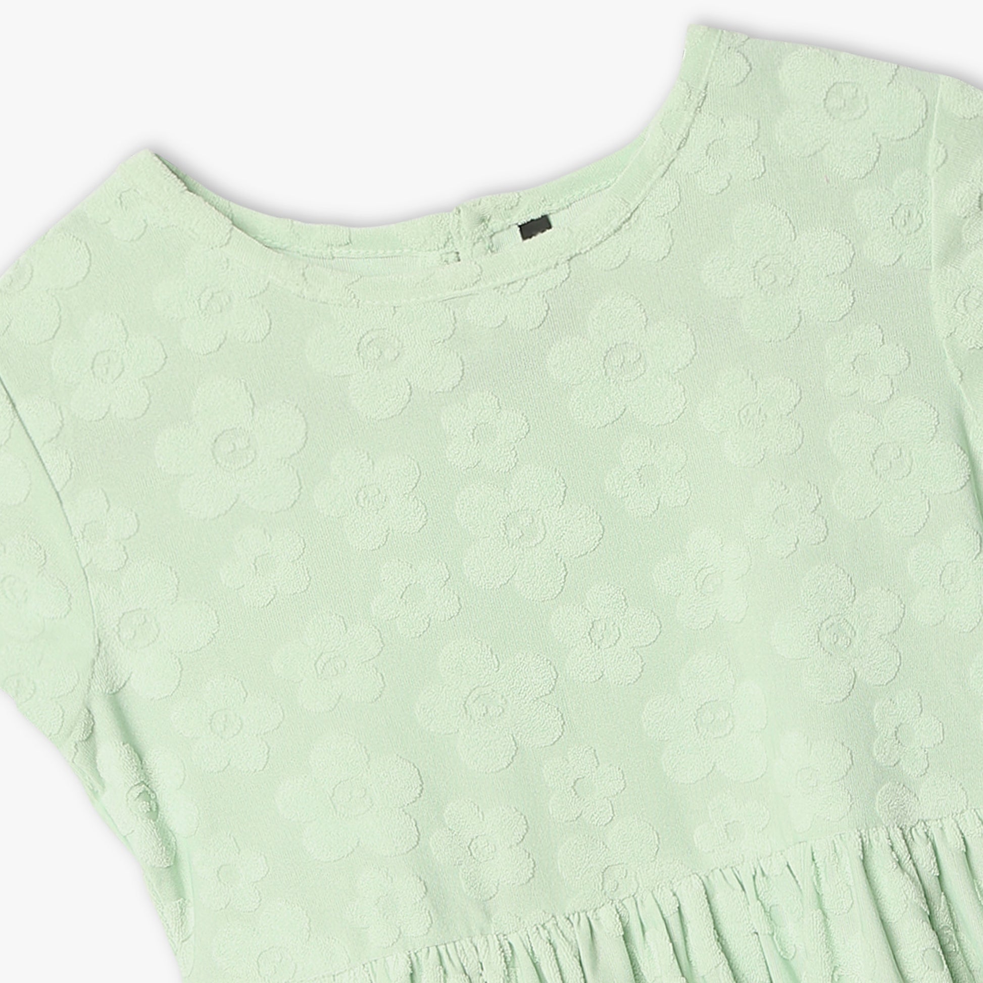 Girls Regular Fit Jacquard Scoop Neck Short Sleeve Dress