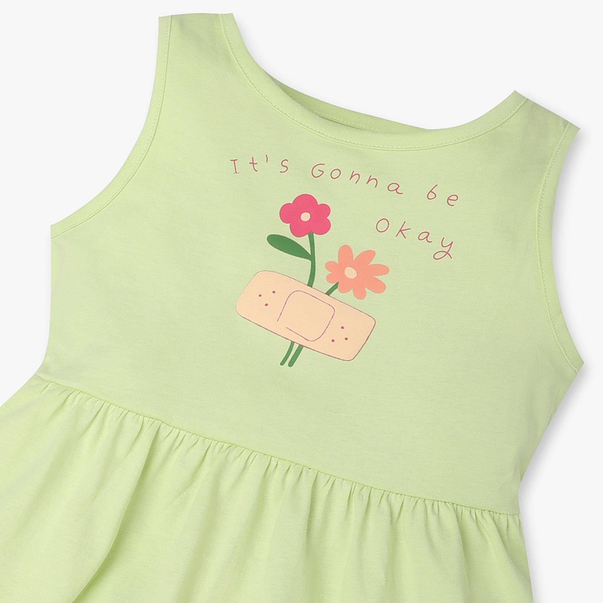 Girls Regular Fit Printed Round Neck Dress