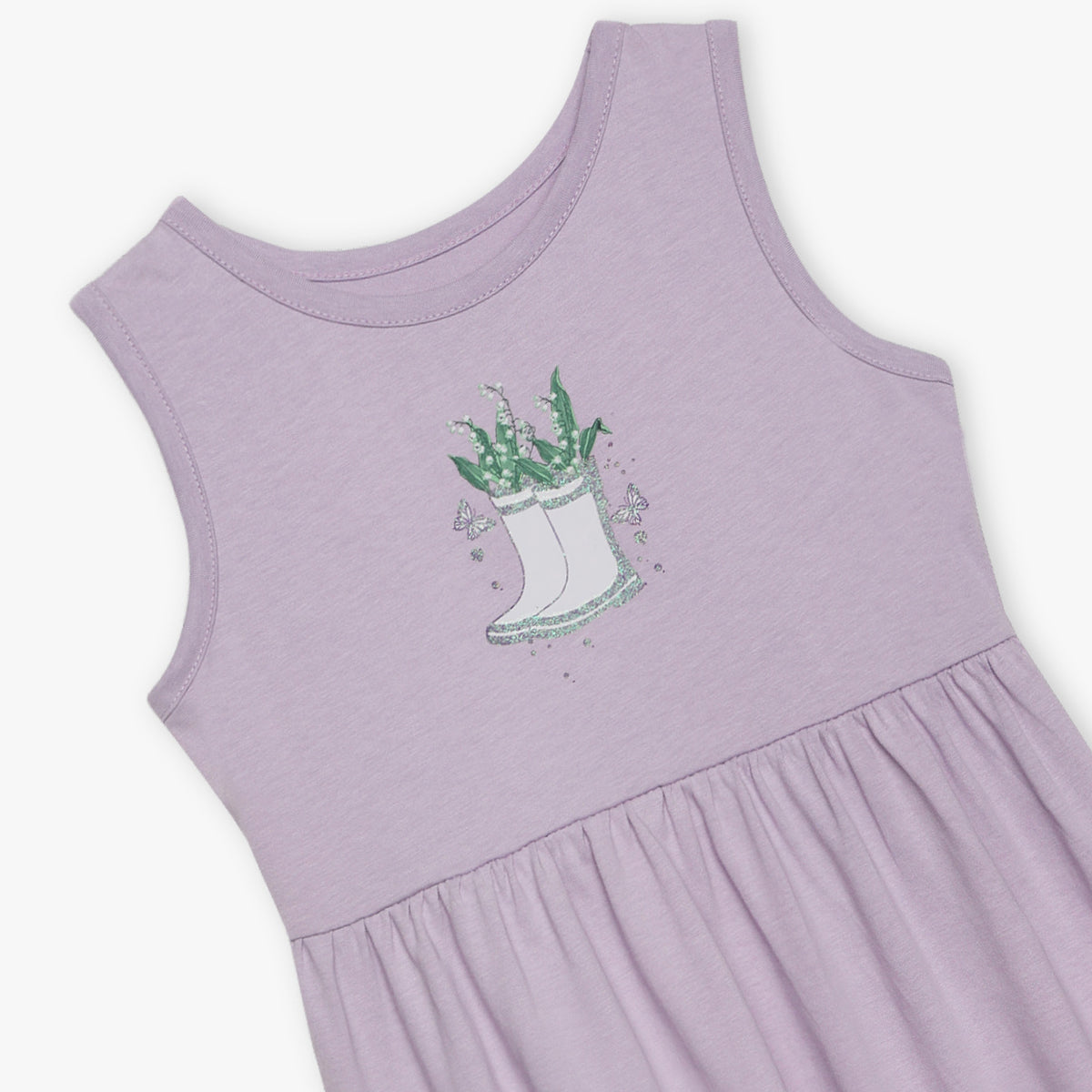 Girls Round Neck Sleeveless Printed Dress