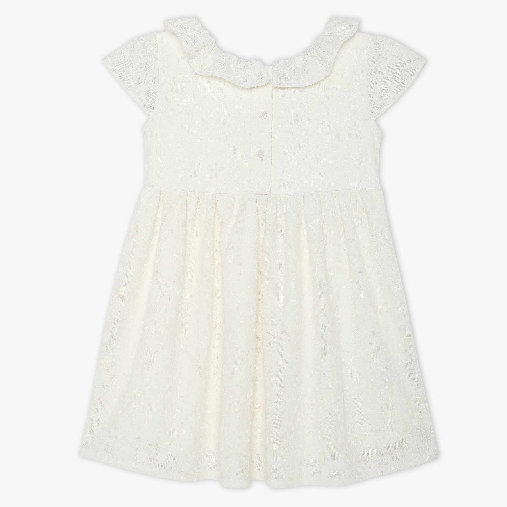 Girls Regular Fit Solid Peter Pan Collar Dress