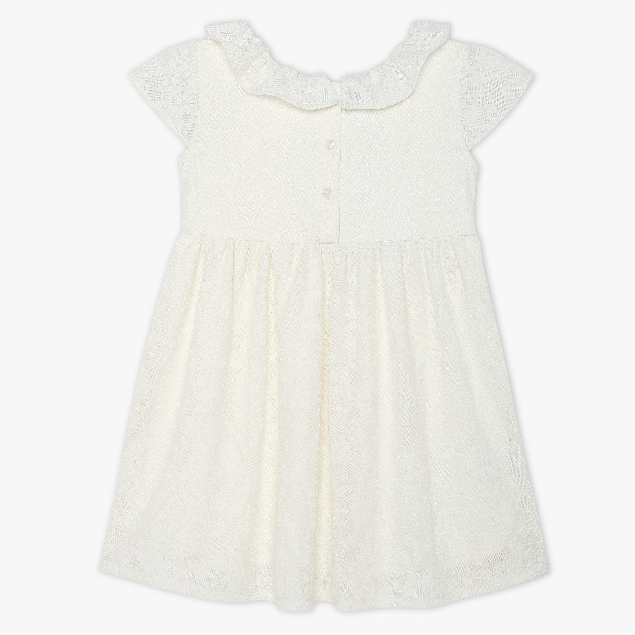 Girls Regular Fit Solid Peter Pan Collar Dress