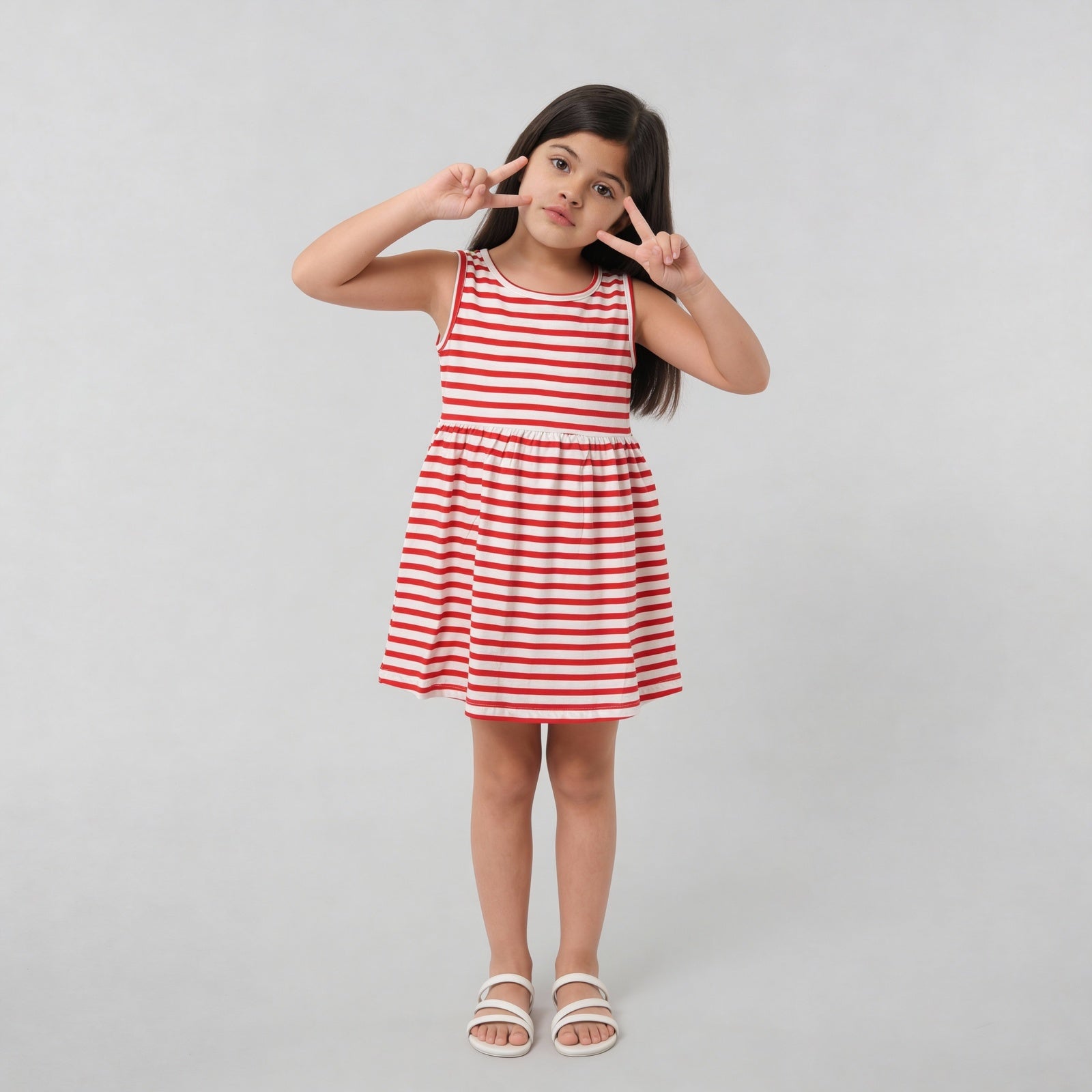 Girls Cotton Striped Knitted Frock