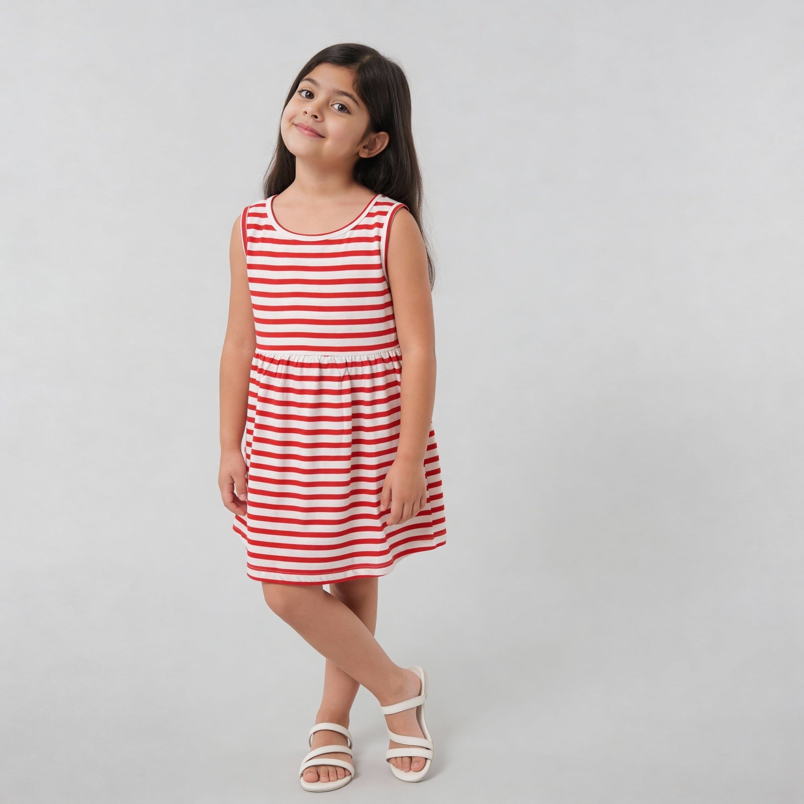 Girls Cotton Striped Knitted Frock