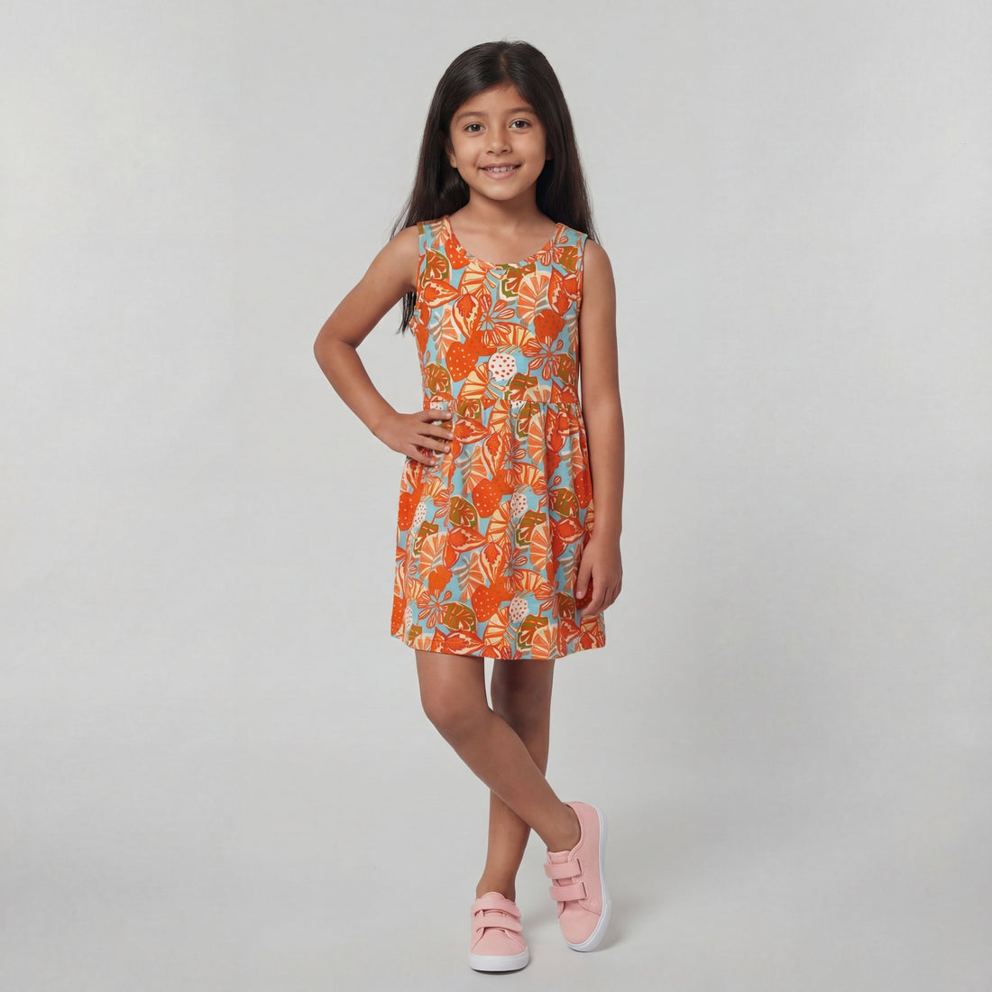 Cotton Printed Sleeveless Frock