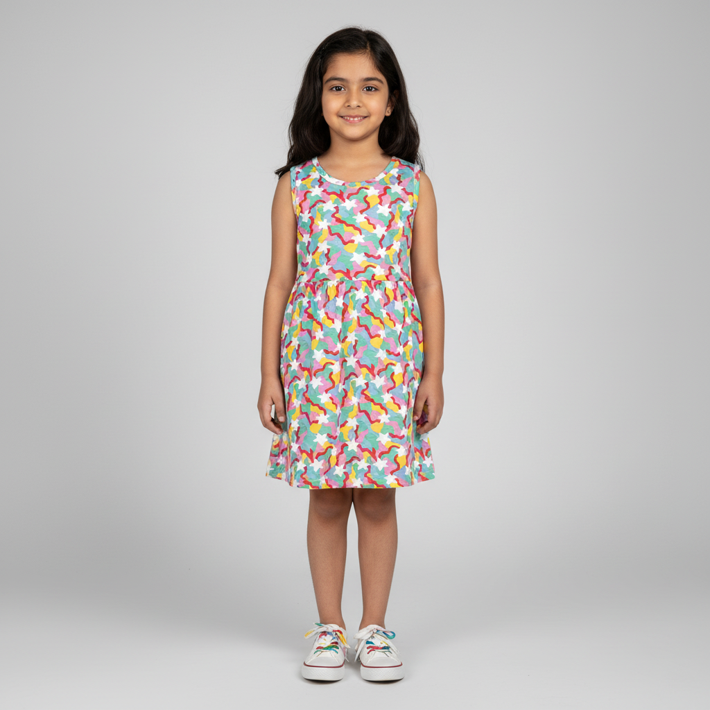 Girls Cotton Printed Dress