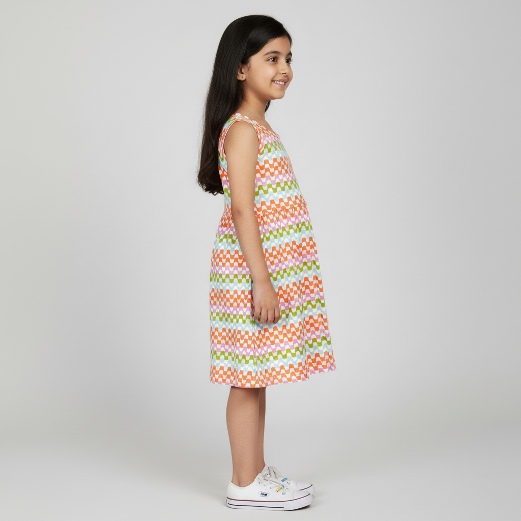 Girls Cotton Printed Dress