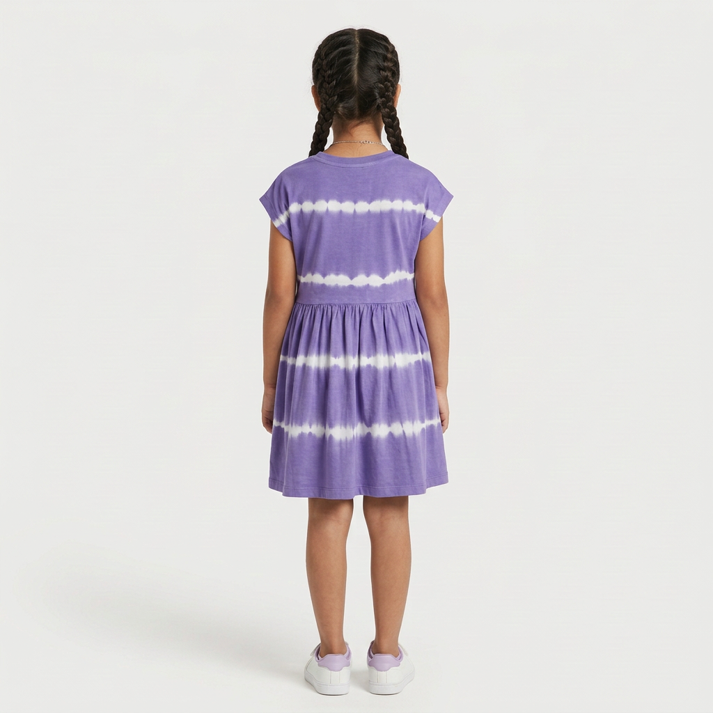 Girls Cotton Solid Knitted Dress