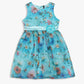 Girls Knee Length Printed Organza Party Dress