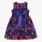 Girls Knee Length Printed Organza Party Dress