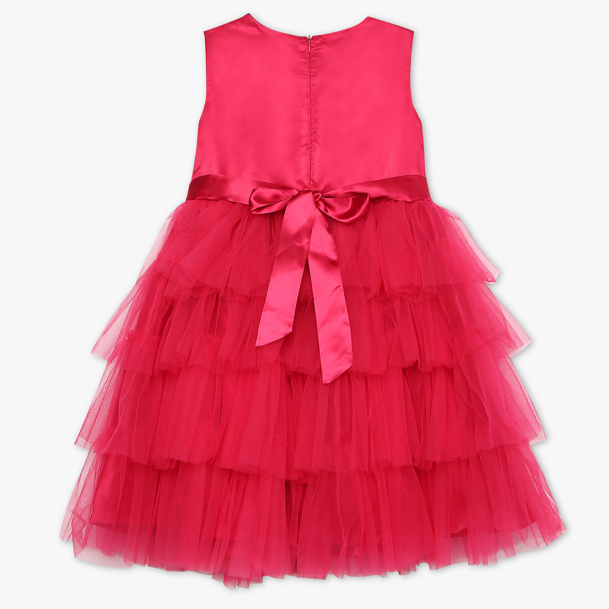 Girls Regular Fit Printed Round Neck Sleeveless Dress
