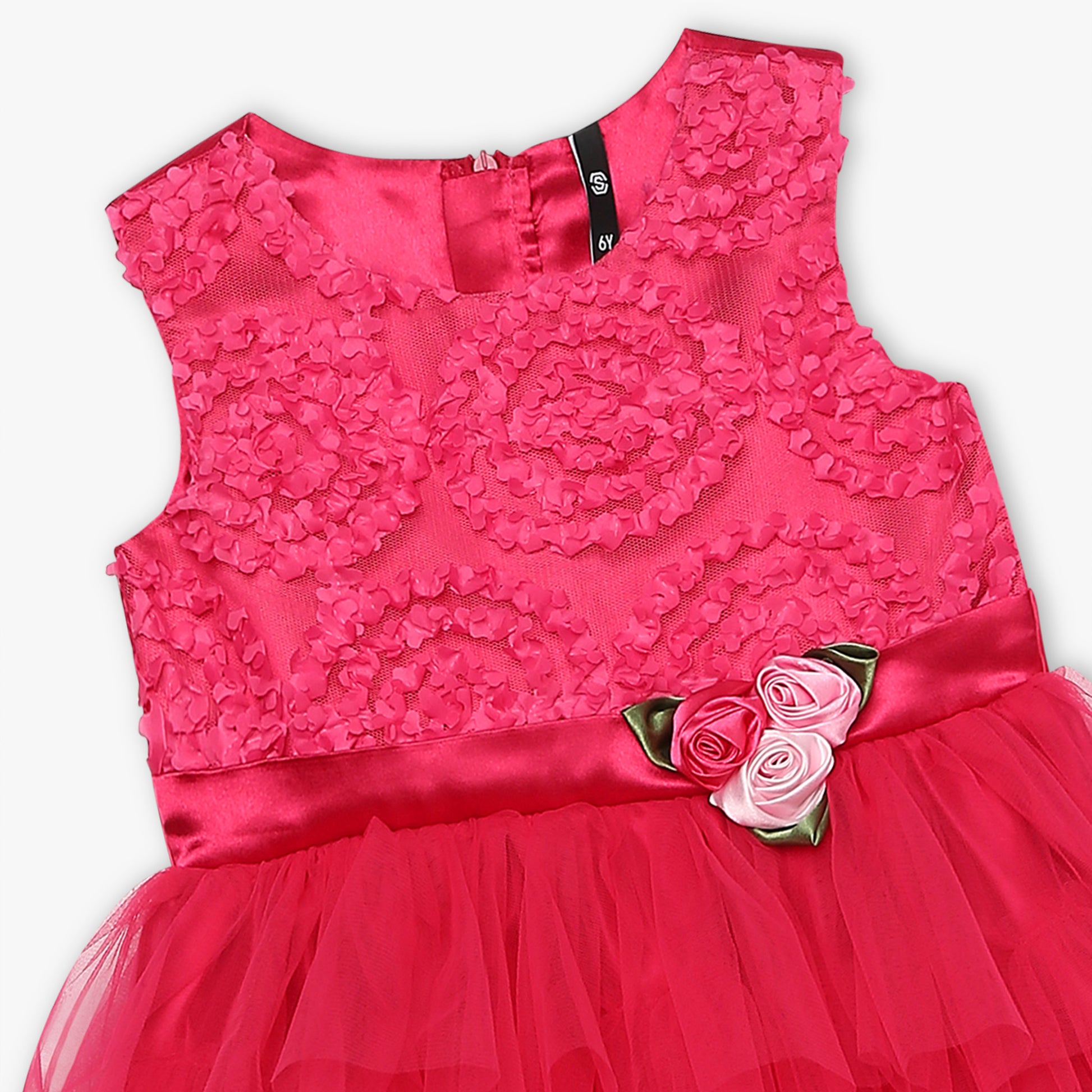 Girls Regular Fit Printed Round Neck Sleeveless Dress