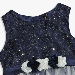 Girls Embellished Knee Length High Fashion Party Sleeveless Dress