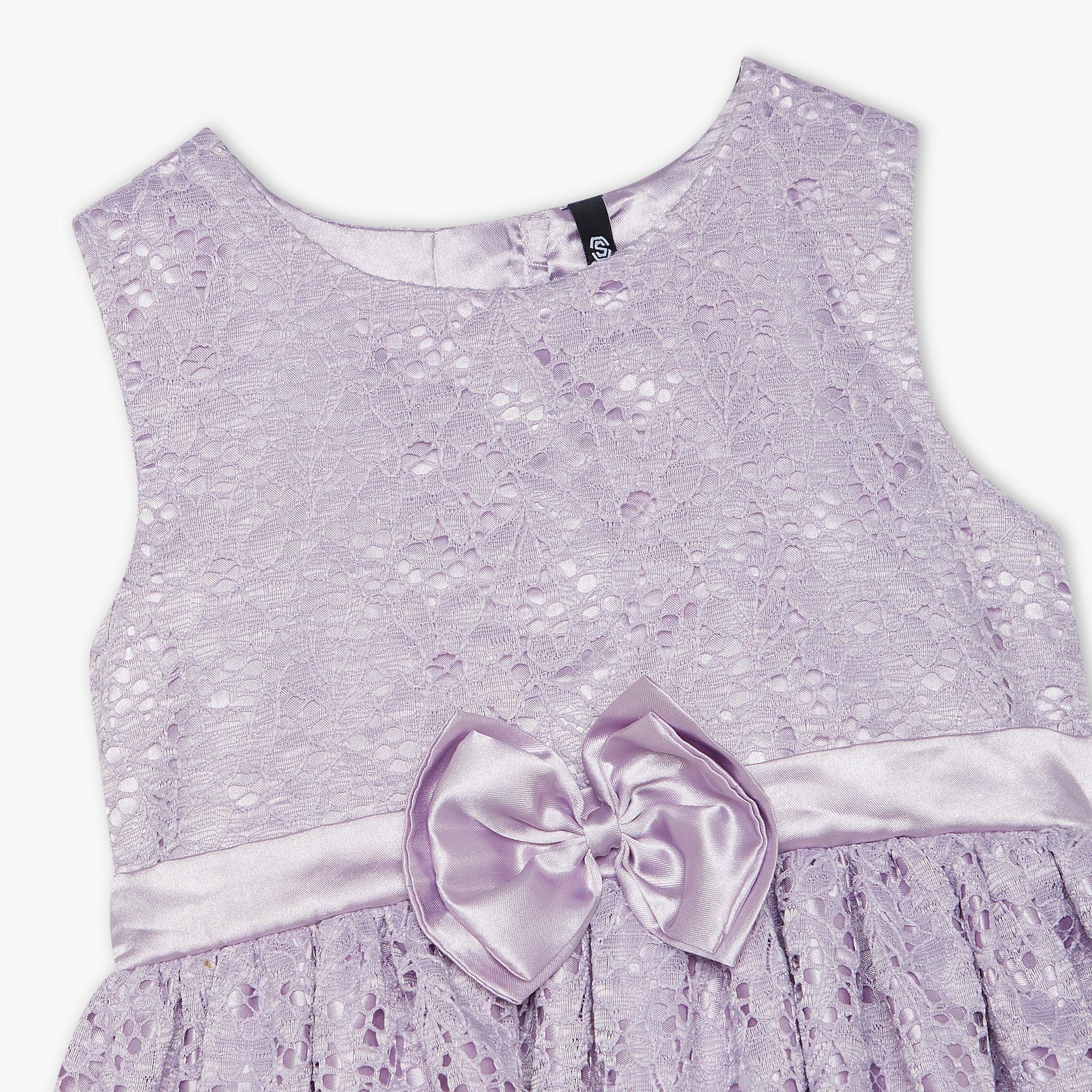 Girls Regular Fit Embellished Round Neck Dress