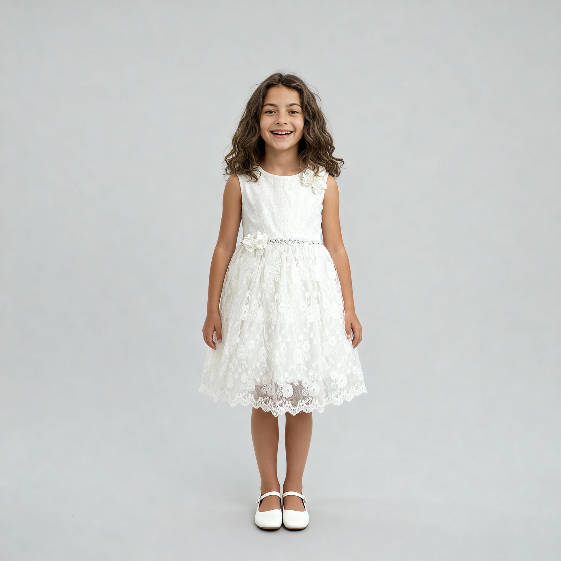 Girls Satin Printed Party Dress