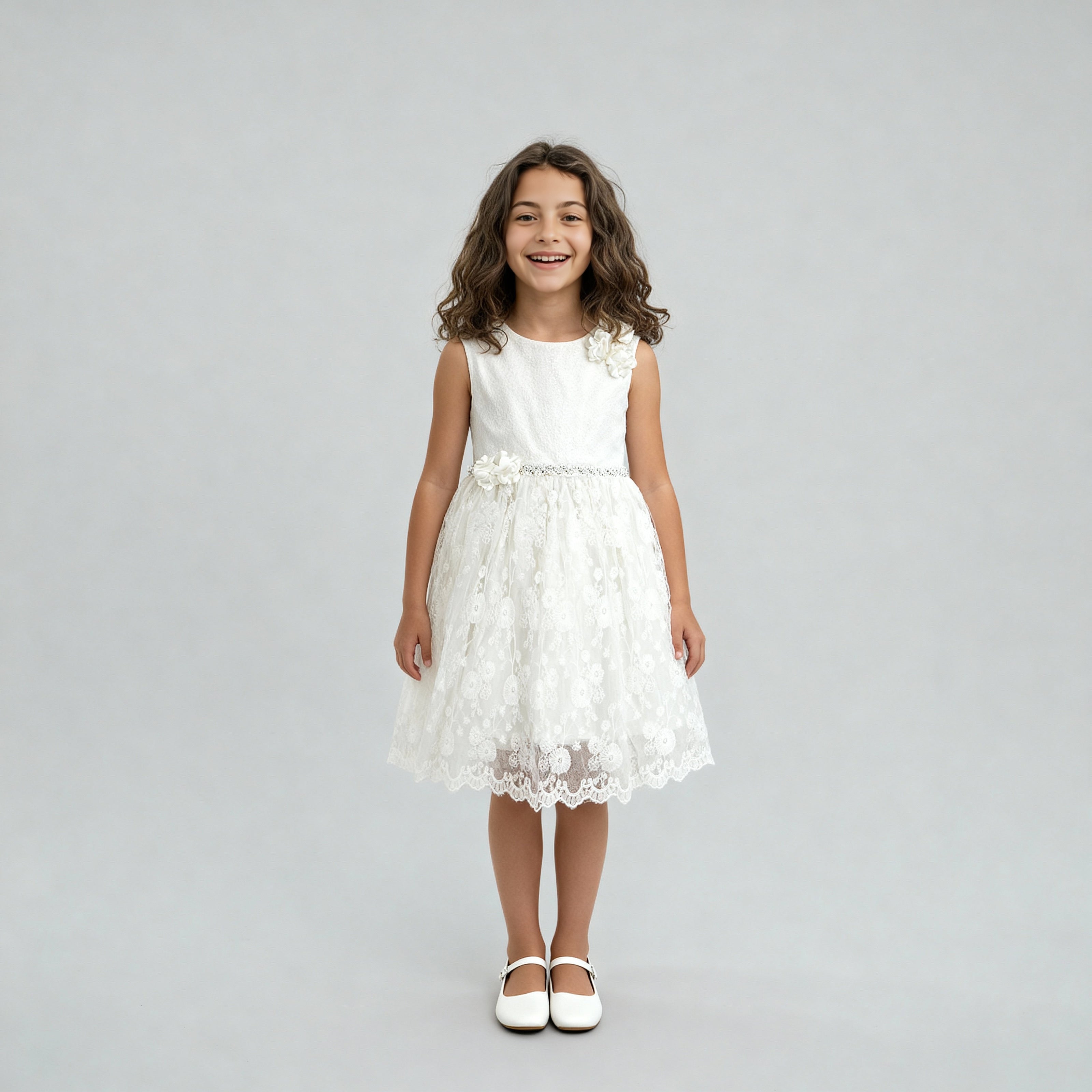 Girls Satin Printed Party Dress