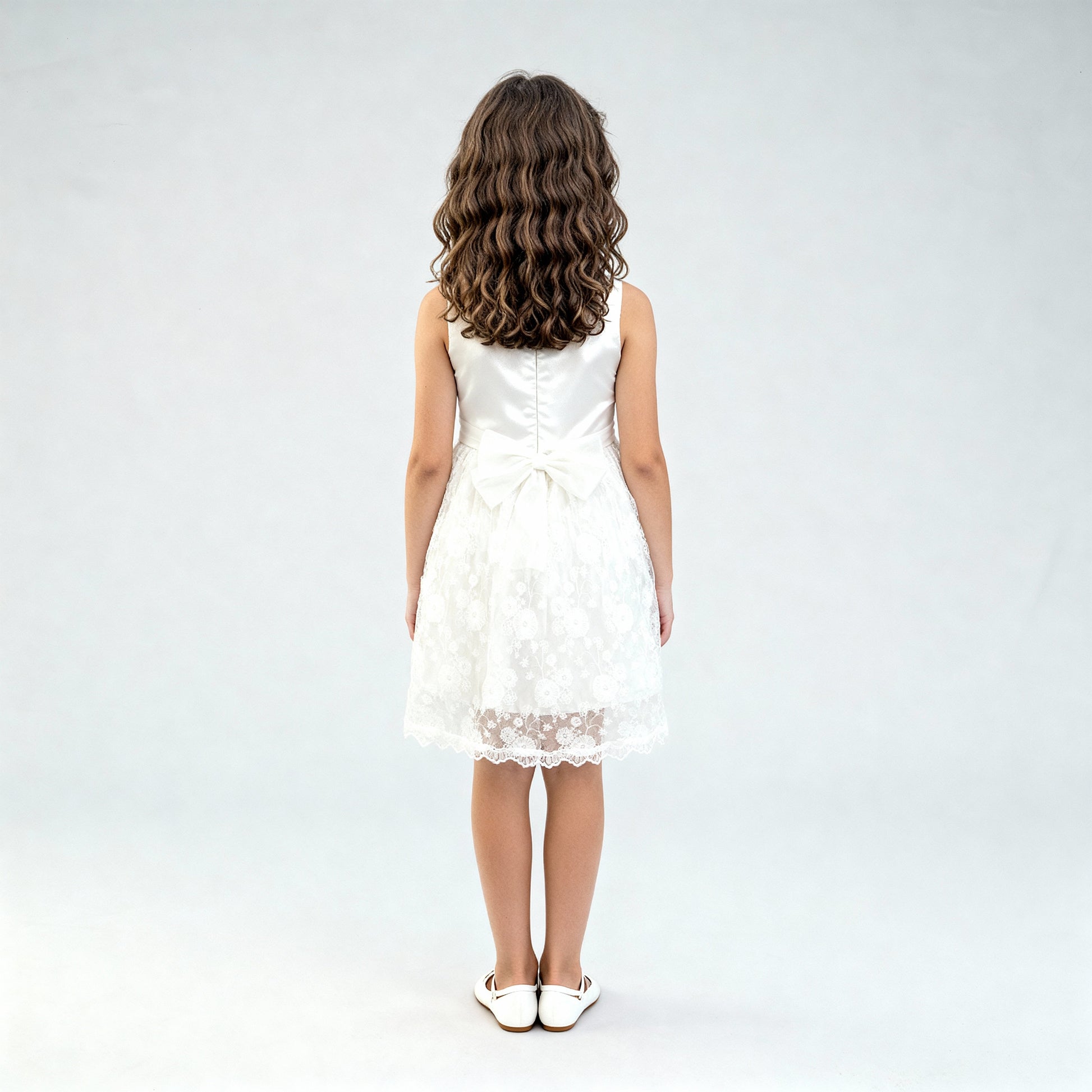 Girls Satin Printed Party Dress