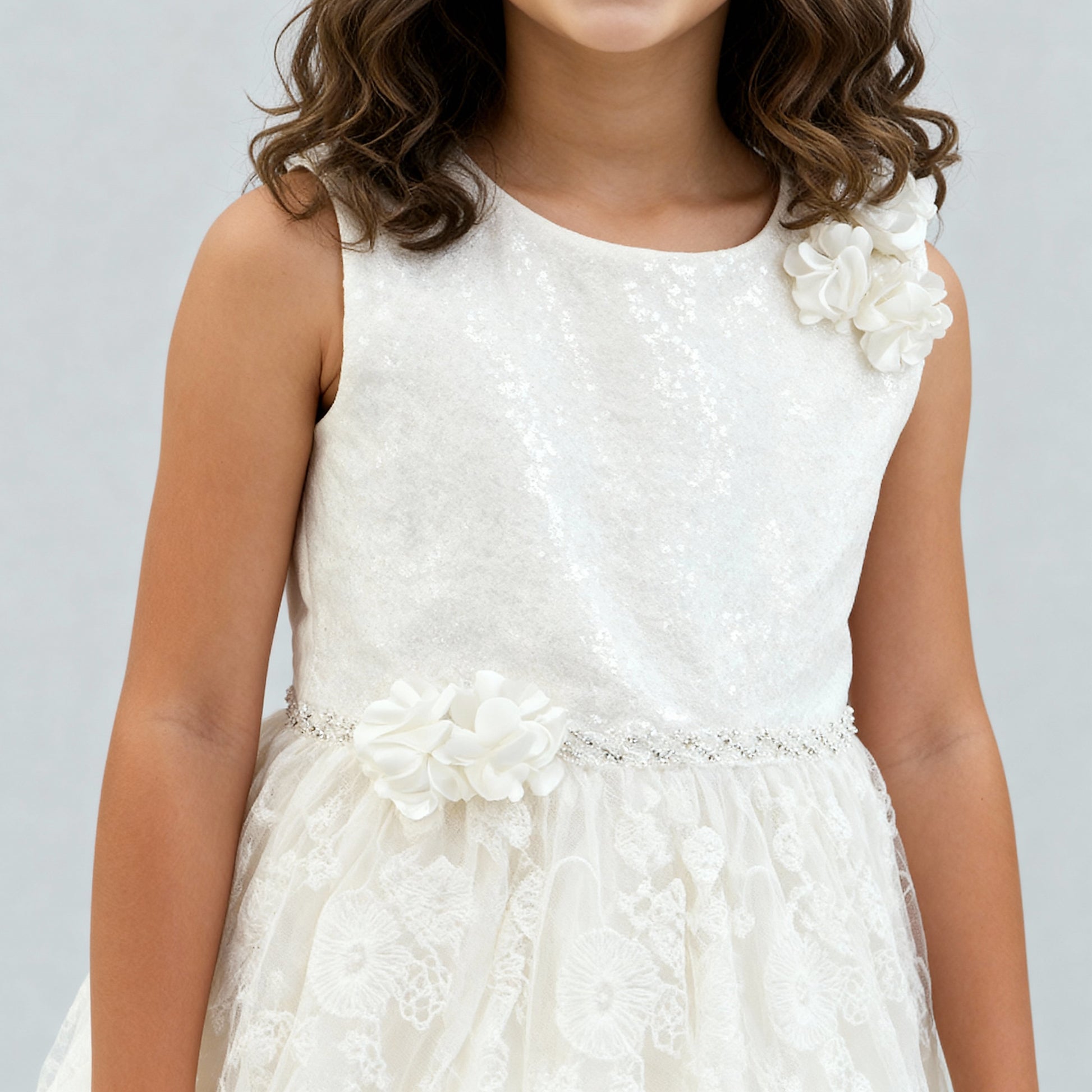 Girls Satin Printed Party Dress