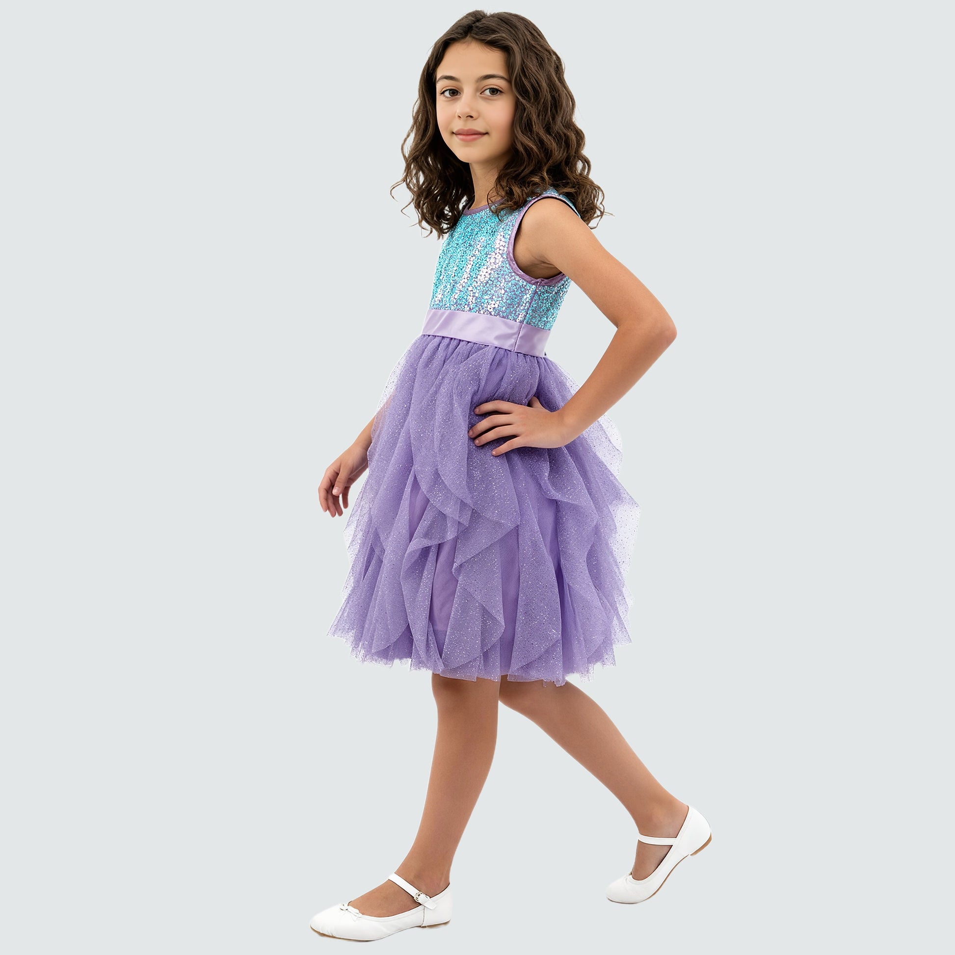 Girls Embellished Satin Dress