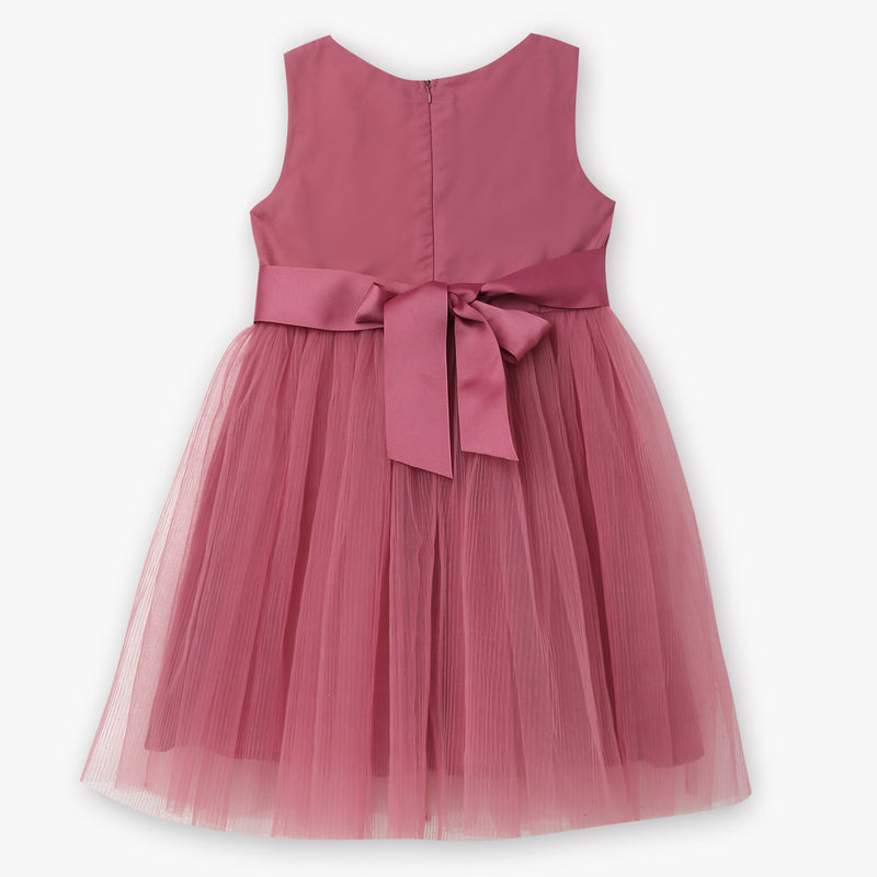 Girls Embellished Satin Party Frock