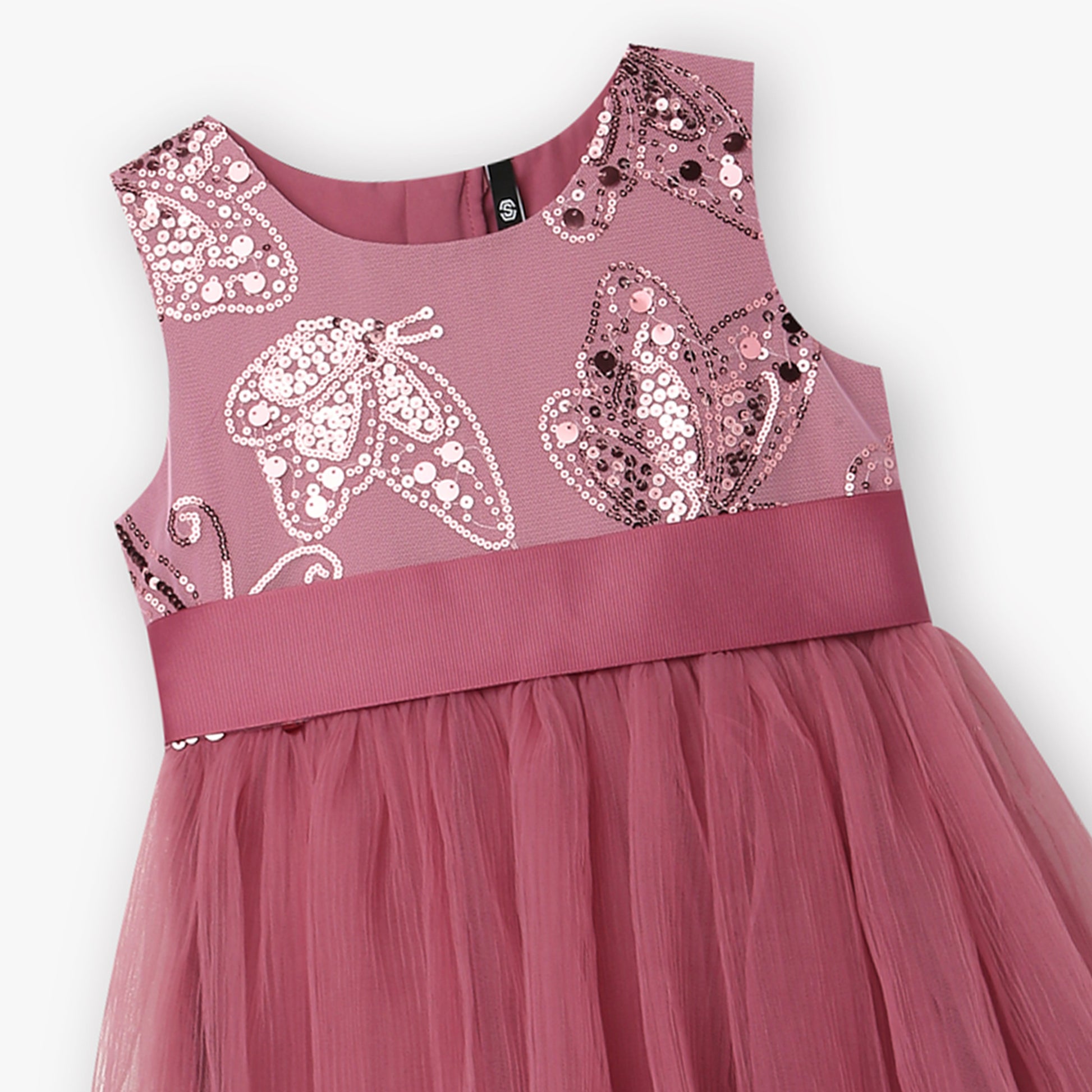Girls Embellished Satin Party Frock