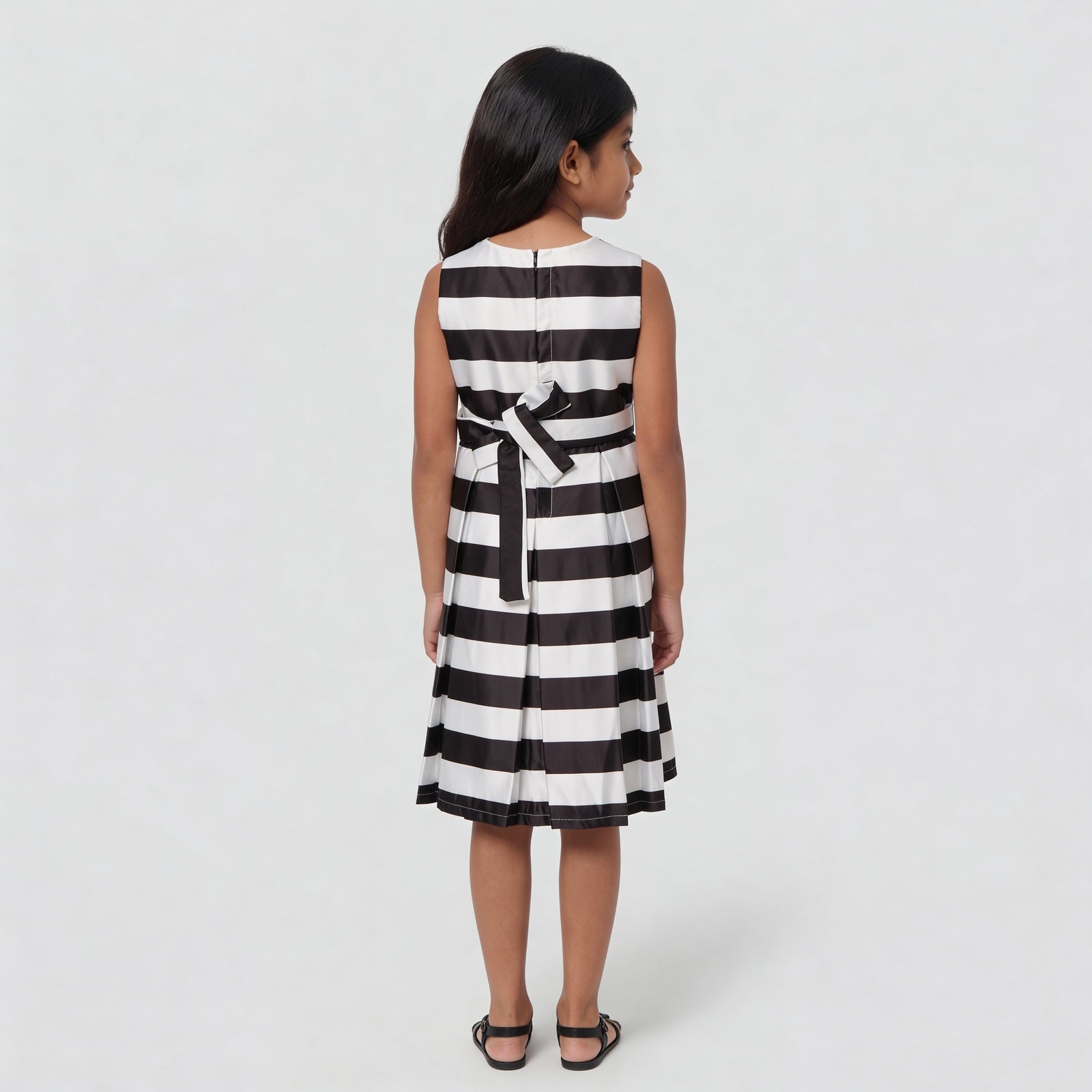 Girls Striped Satin Party Dress