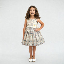 Girls Satin Printed Party Dress