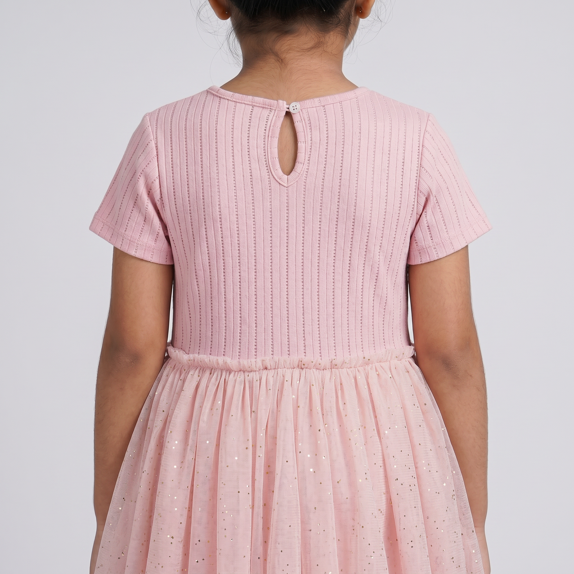 Girls Pointal Dress with Glitter Mesh