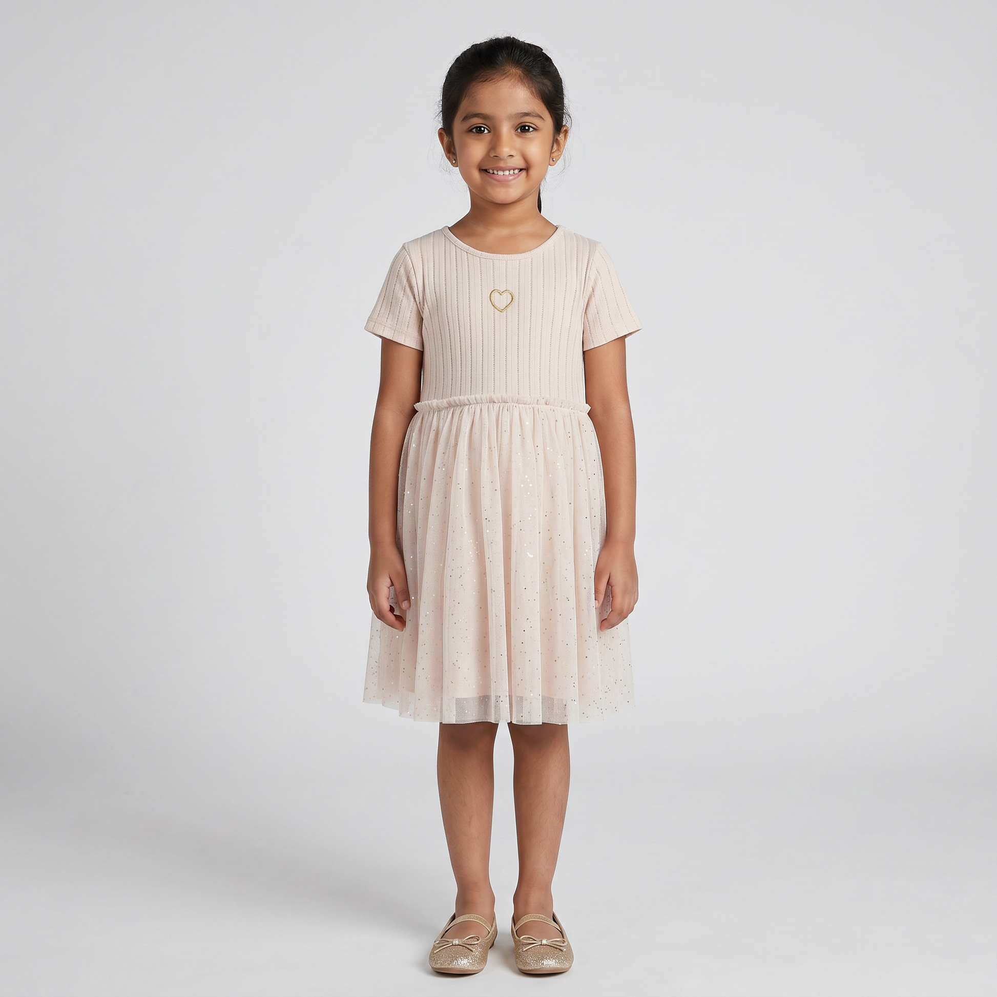 Girls Pointal Dress with Glitter Mesh