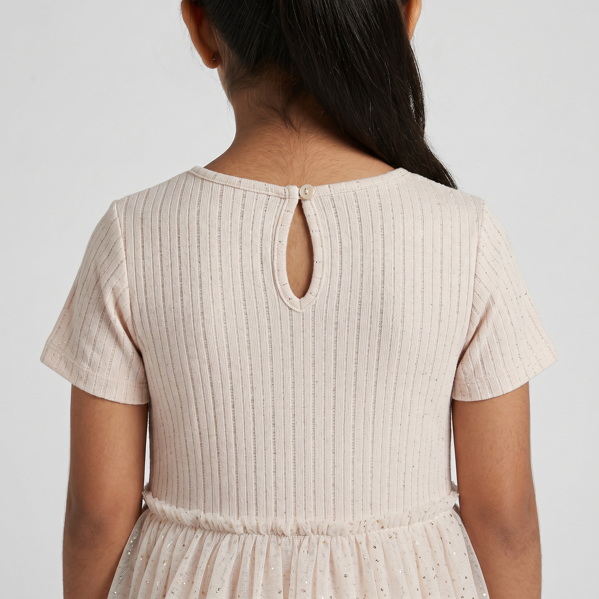 Girls Pointal Dress with Glitter Mesh
